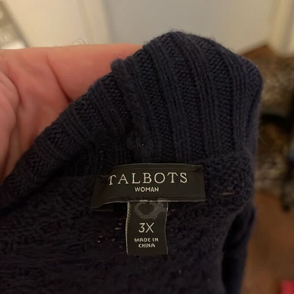 Talbots Blue Knit Open Style Pockets Cardigan Sweater Business Casual Office - Picture 10 of 10